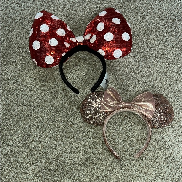 Disney Accessories - Disney Sequin Minnie Ear Headband Duo - Red & Rose Gold